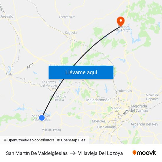 San Martín De Valdeiglesias to Villavieja Del Lozoya map