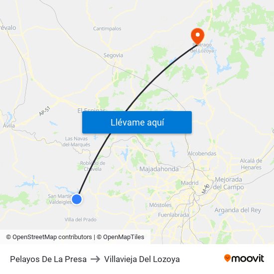Pelayos De La Presa to Villavieja Del Lozoya map