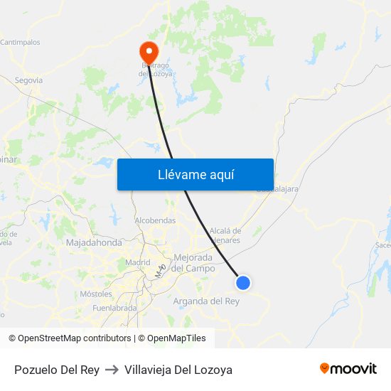 Pozuelo Del Rey to Villavieja Del Lozoya map
