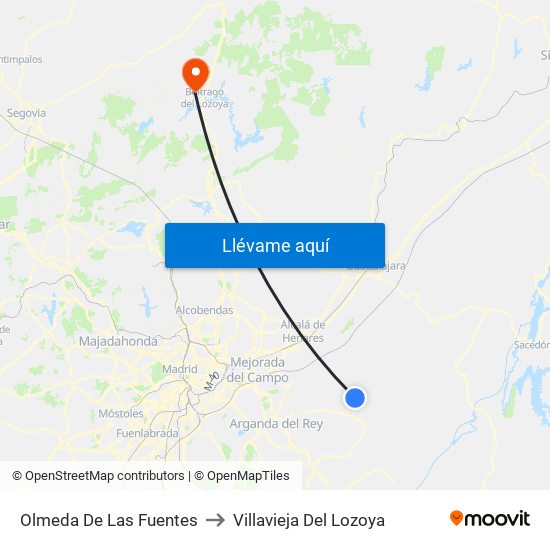 Olmeda De Las Fuentes to Villavieja Del Lozoya map