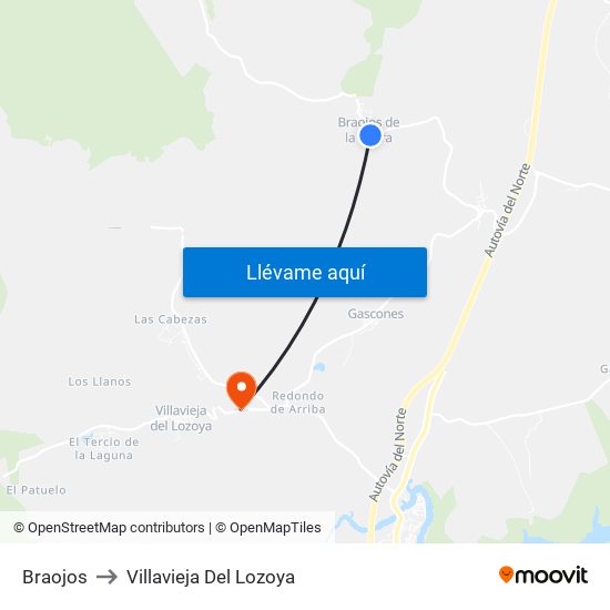 Braojos to Villavieja Del Lozoya map