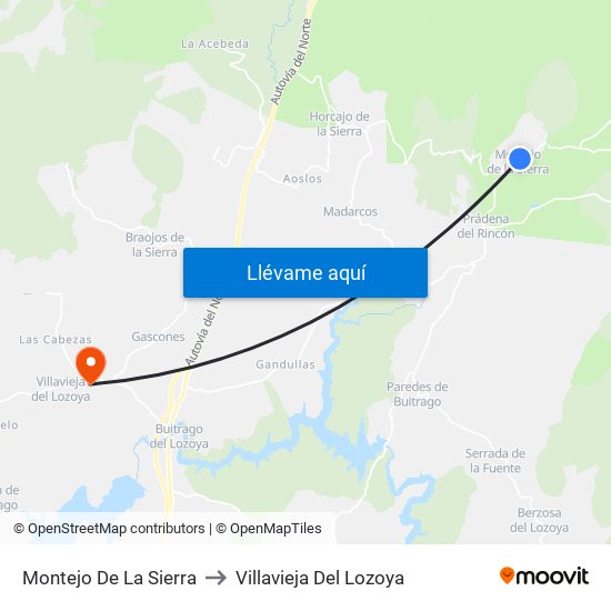 Montejo De La Sierra to Villavieja Del Lozoya map