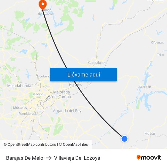 Barajas De Melo to Villavieja Del Lozoya map