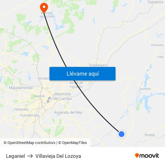 Leganiel to Villavieja Del Lozoya map