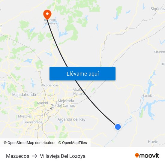 Mazuecos to Villavieja Del Lozoya map