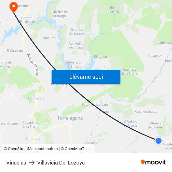 Viñuelas to Villavieja Del Lozoya map