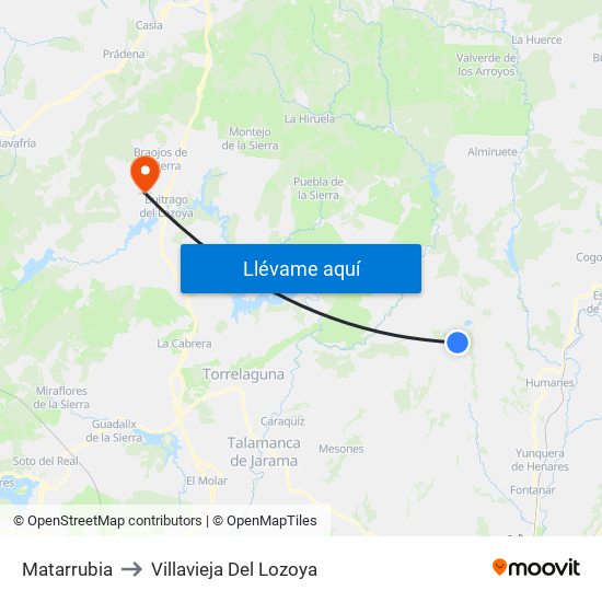 Matarrubia to Villavieja Del Lozoya map