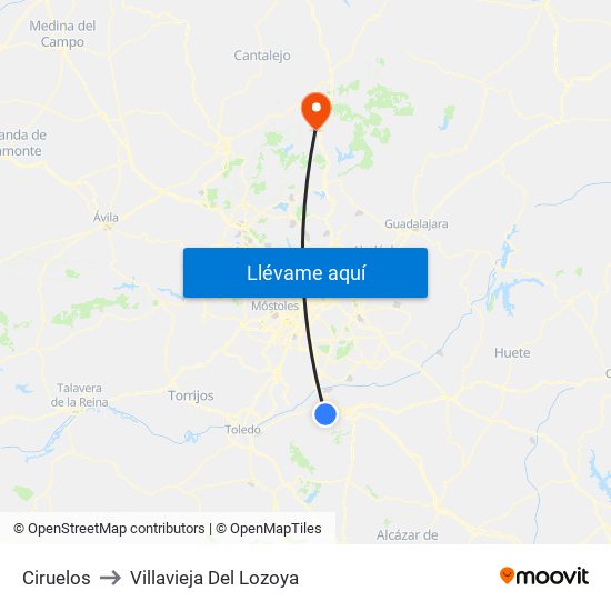 Ciruelos to Villavieja Del Lozoya map