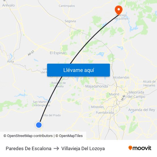 Paredes De Escalona to Villavieja Del Lozoya map