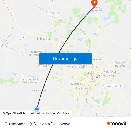 Quismondo to Villavieja Del Lozoya map
