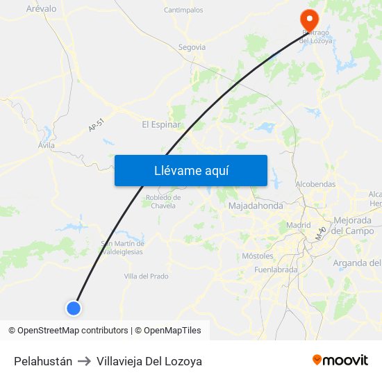Pelahustán to Villavieja Del Lozoya map