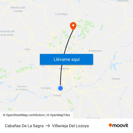 Cabañas De La Sagra to Villavieja Del Lozoya map