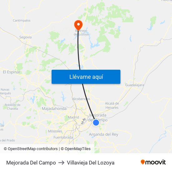Mejorada Del Campo to Villavieja Del Lozoya map
