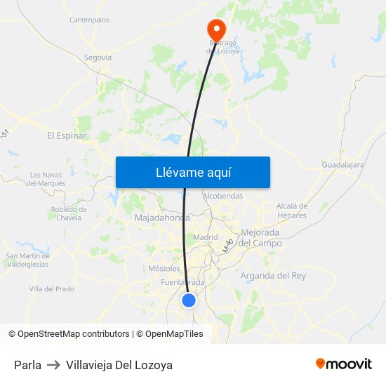Parla to Villavieja Del Lozoya map