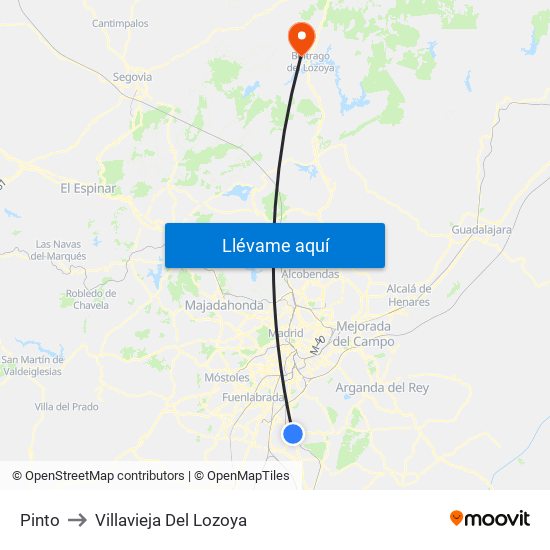 Pinto to Villavieja Del Lozoya map