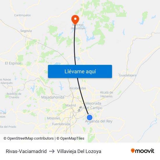Rivas-Vaciamadrid to Villavieja Del Lozoya map