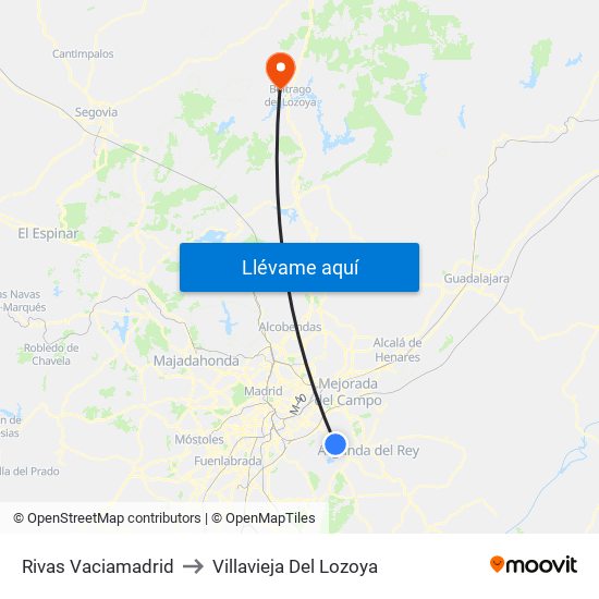 Rivas Vaciamadrid to Villavieja Del Lozoya map