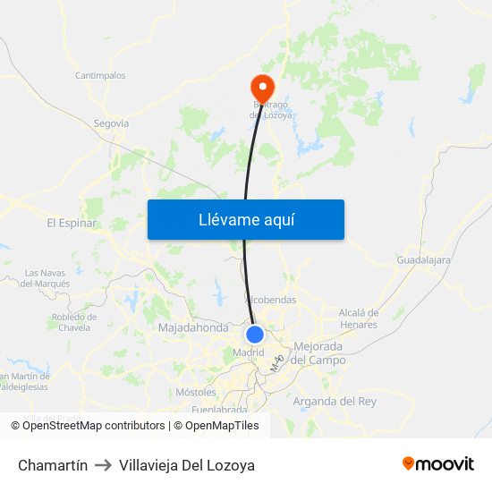 Chamartín to Villavieja Del Lozoya map