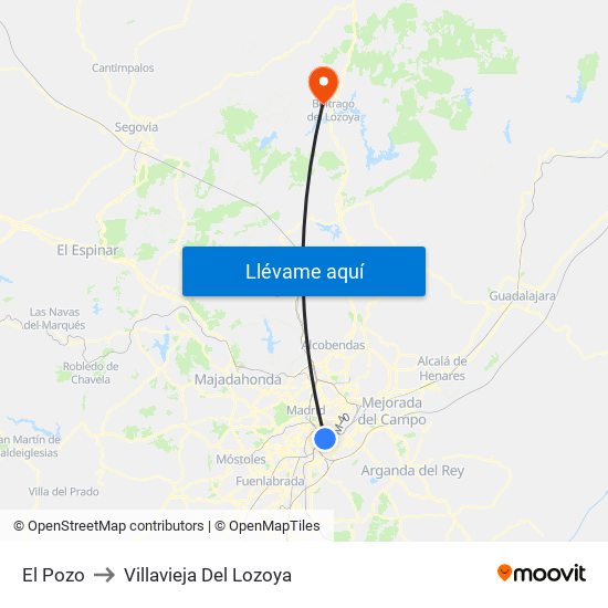 El Pozo to Villavieja Del Lozoya map