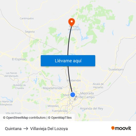 Quintana to Villavieja Del Lozoya map