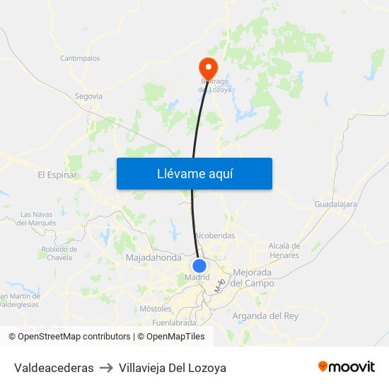 Valdeacederas to Villavieja Del Lozoya map