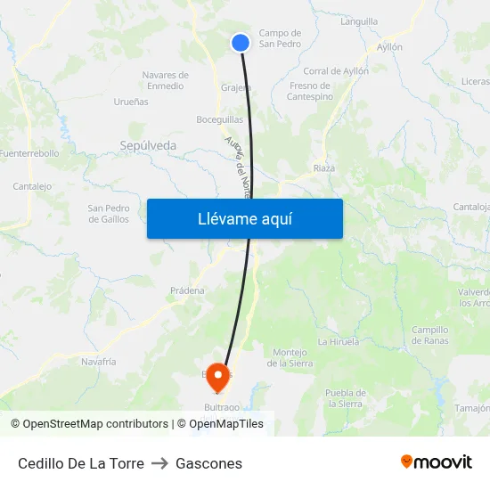 Cedillo De La Torre to Gascones map