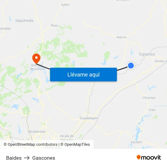 Baides to Gascones map