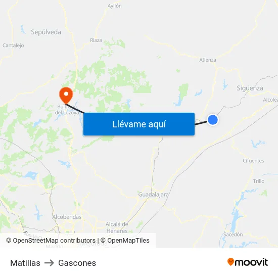 Matillas to Gascones map