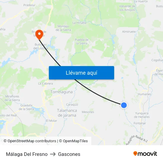 Málaga Del Fresno to Gascones map