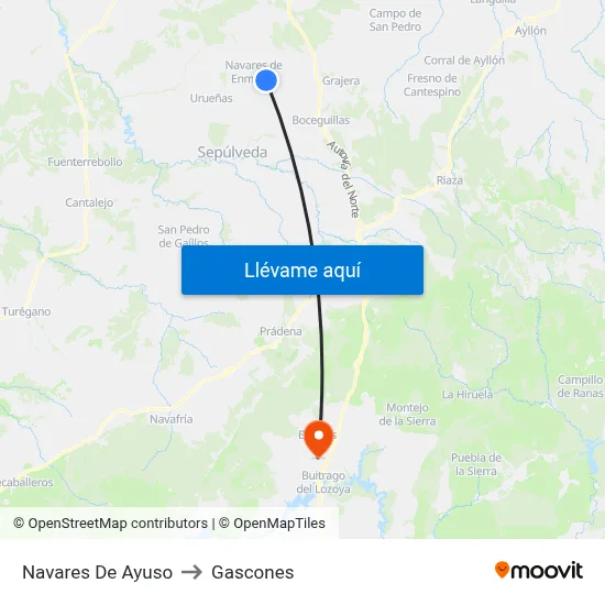 Navares De Ayuso to Gascones map