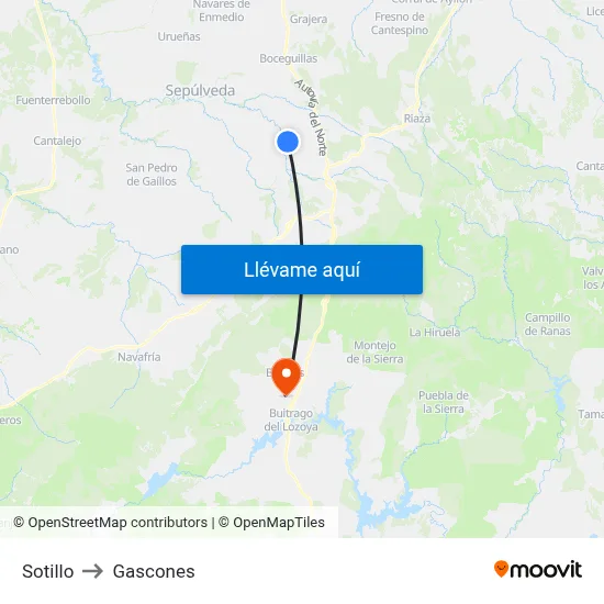 Sotillo to Gascones map