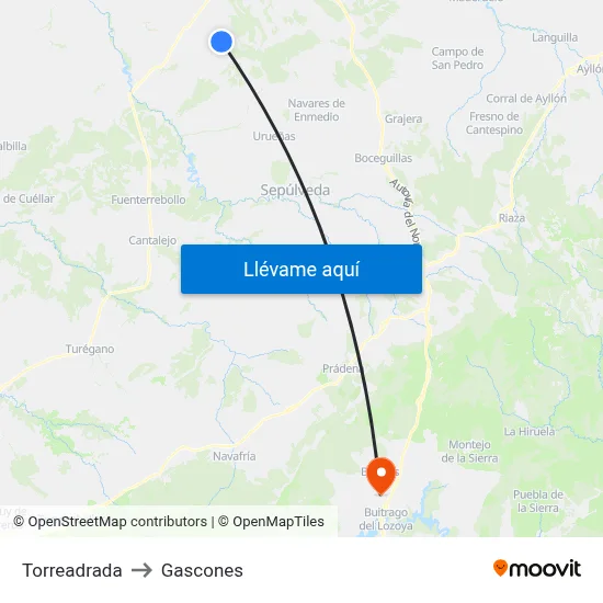 Torreadrada to Gascones map