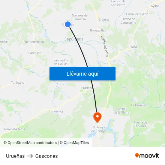 Urueñas to Gascones map