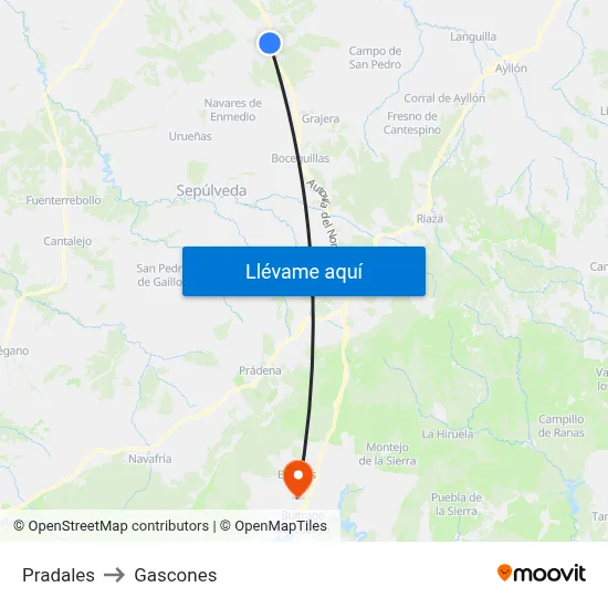 Pradales to Gascones map