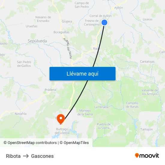 Ribota to Gascones map