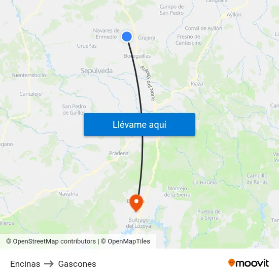 Encinas to Gascones map