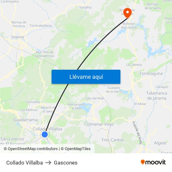 Collado Villalba to Gascones map