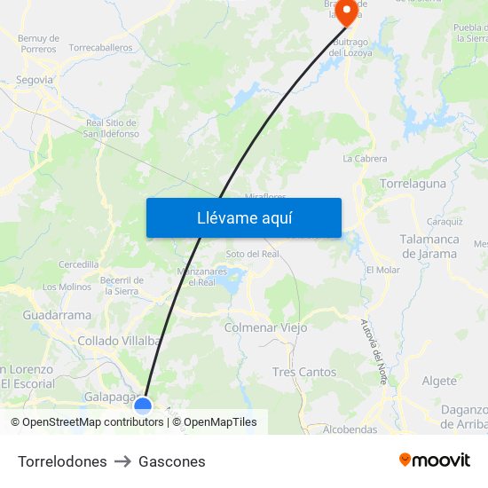 Torrelodones to Gascones map