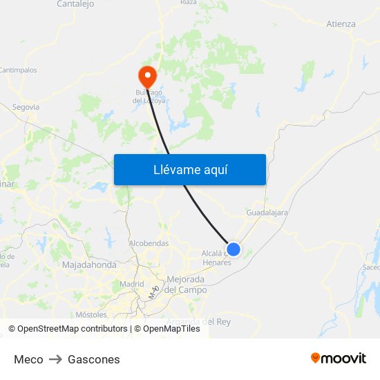 Meco to Gascones map