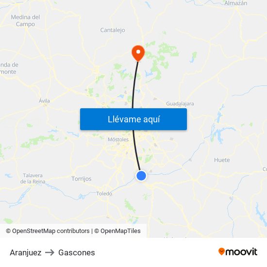 Aranjuez to Gascones map