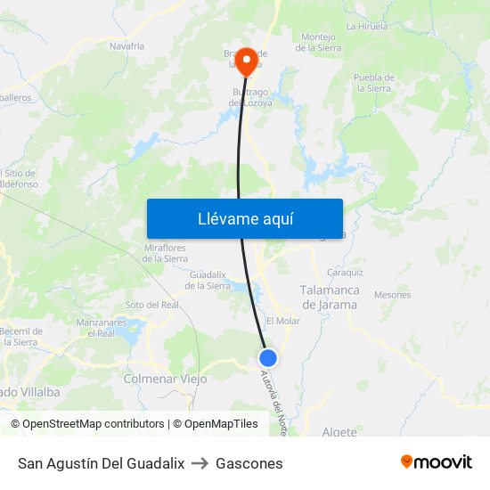 San Agustín Del Guadalix to Gascones map