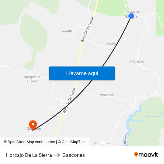 Horcajo De La Sierra to Gascones map