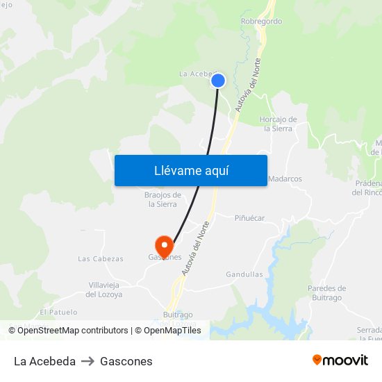 La Acebeda to Gascones map
