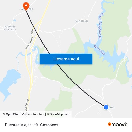 Puentes Viejas to Gascones map