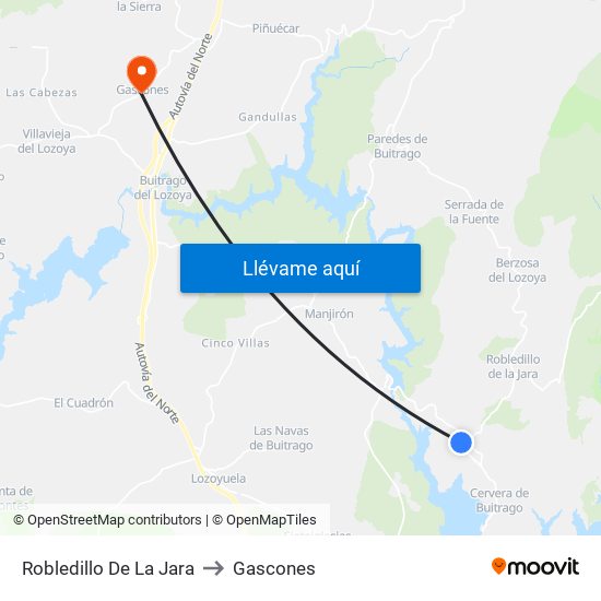 Robledillo De La Jara to Gascones map