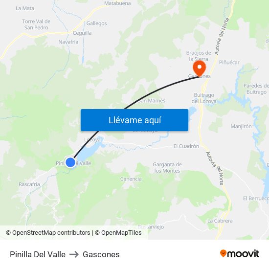 Pinilla Del Valle to Gascones map