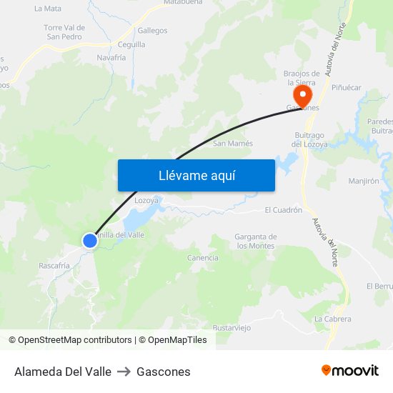 Alameda Del Valle to Gascones map