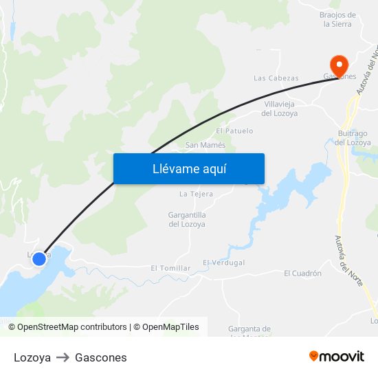 Lozoya to Gascones map
