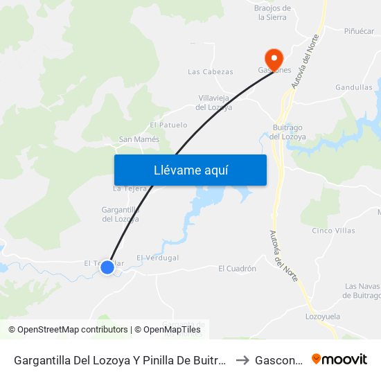 Gargantilla Del Lozoya Y Pinilla De Buitrago to Gascones map