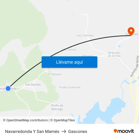 Navarredonda Y San Mamés to Gascones map